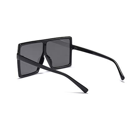 Square Sunglasses for Women Trendy Flat Top Fashion Shades (Black, 1 p