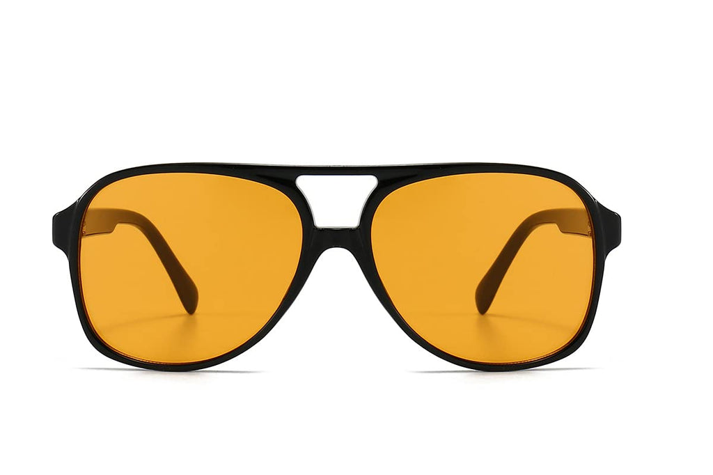 Aviator Sunglasses for Women Men 70s Glasses Retro Oversized Yellow Lens