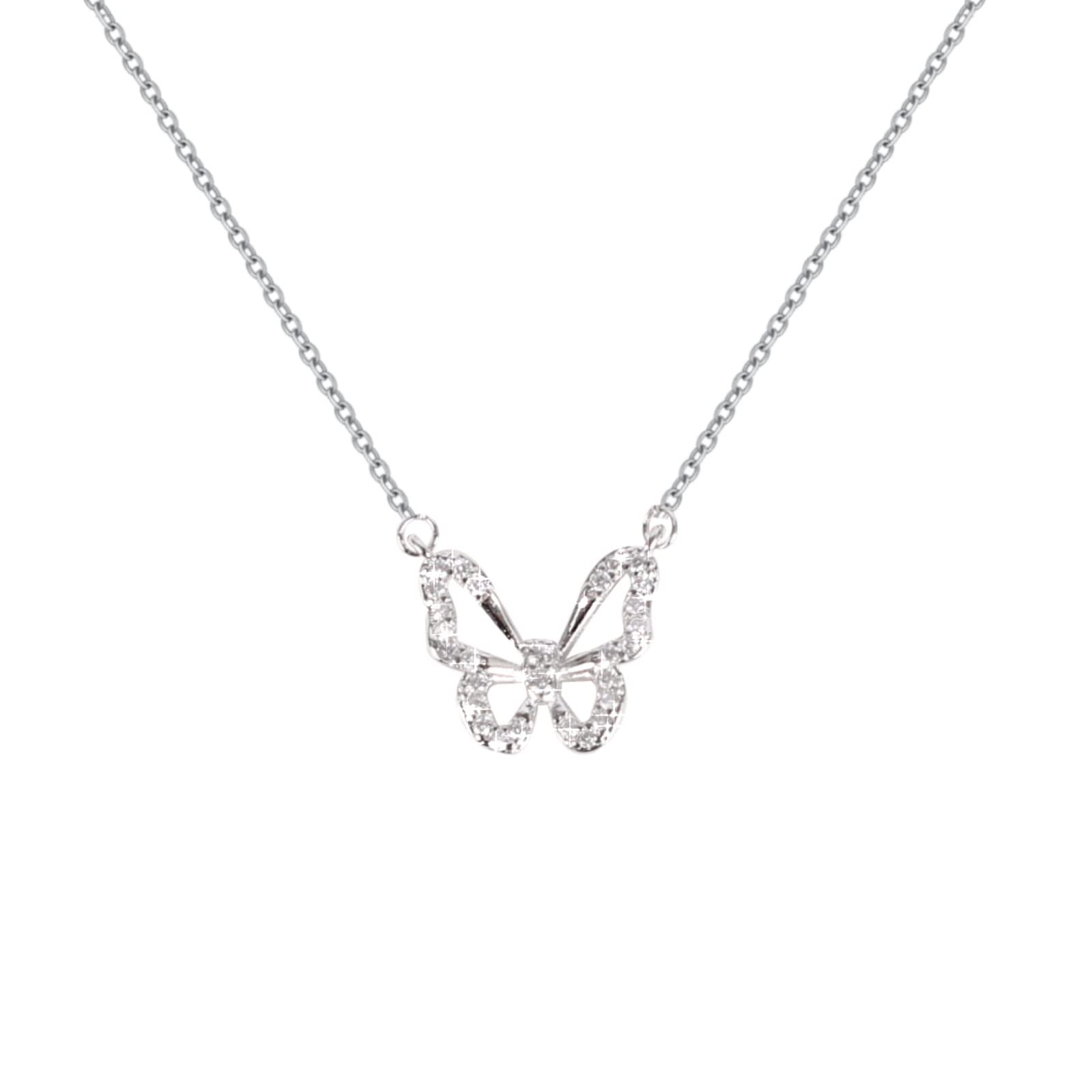 Butterfly Necklace - Rhinestone Pendant Necklaces for Women Butterflies Charm Je