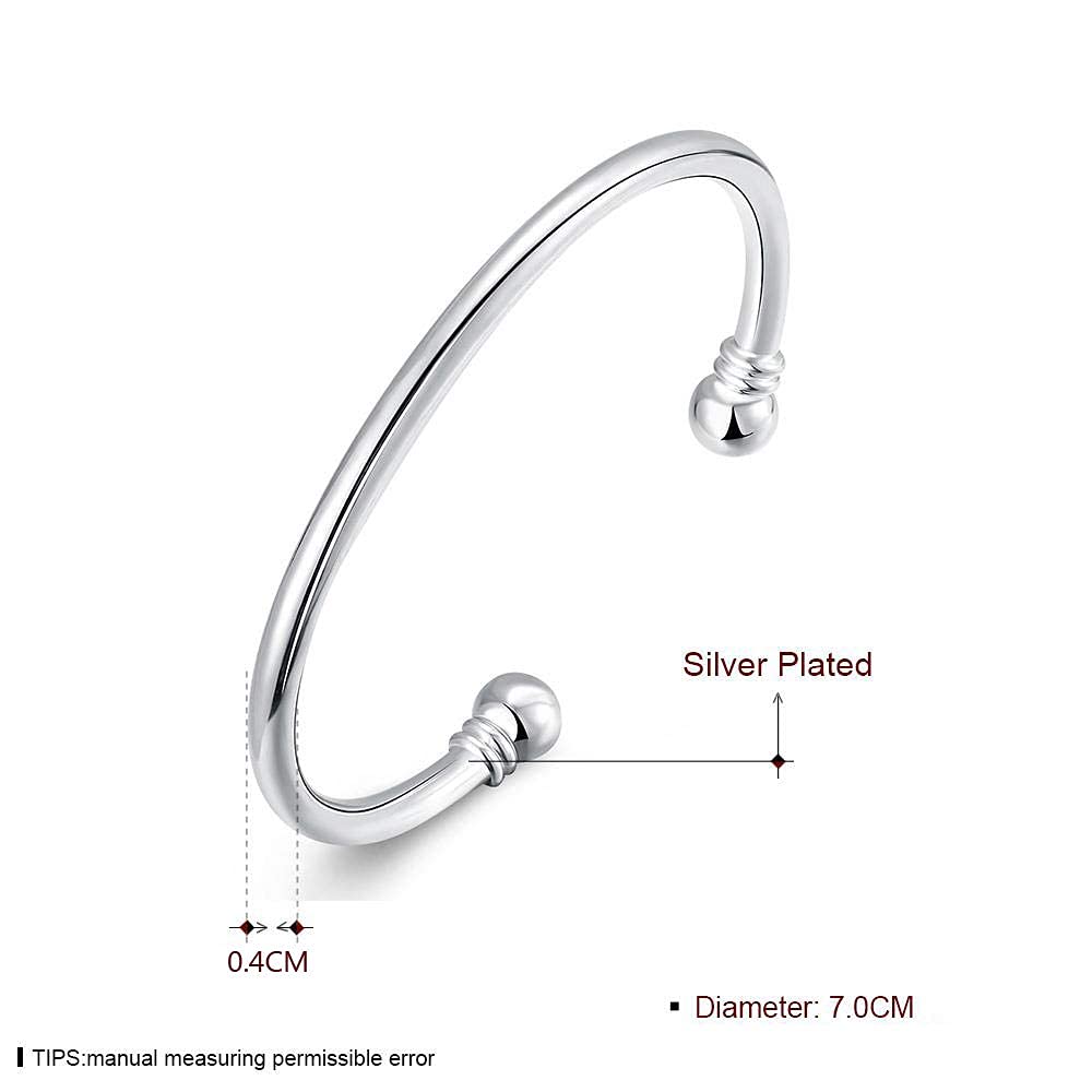 925 Silver Bangle Bracelet, Fashion Jewelry Simple Cuff Bangles for Women Mom Wi