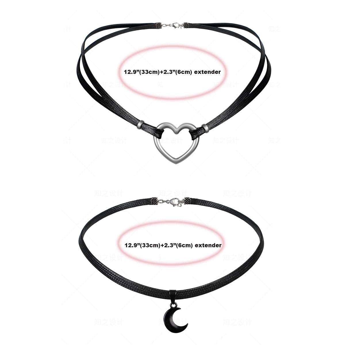 5 PCS Necklaces Choker Set Gothic Boho Moon Necklace, Moon Necklaces for Women,L