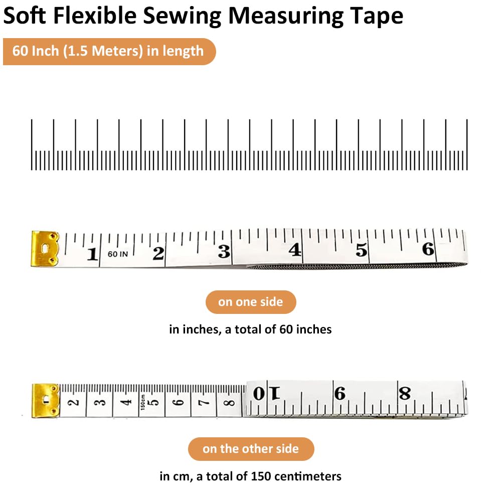 Tape Measure Body Double Scale Soft Measuring Tape 60inch (150cm), Flexible Sewi