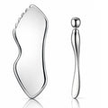 Steel Gua Sha Facial Tools 2 Pack — Face & Body Skin Massage Sculpting Tools, Gi