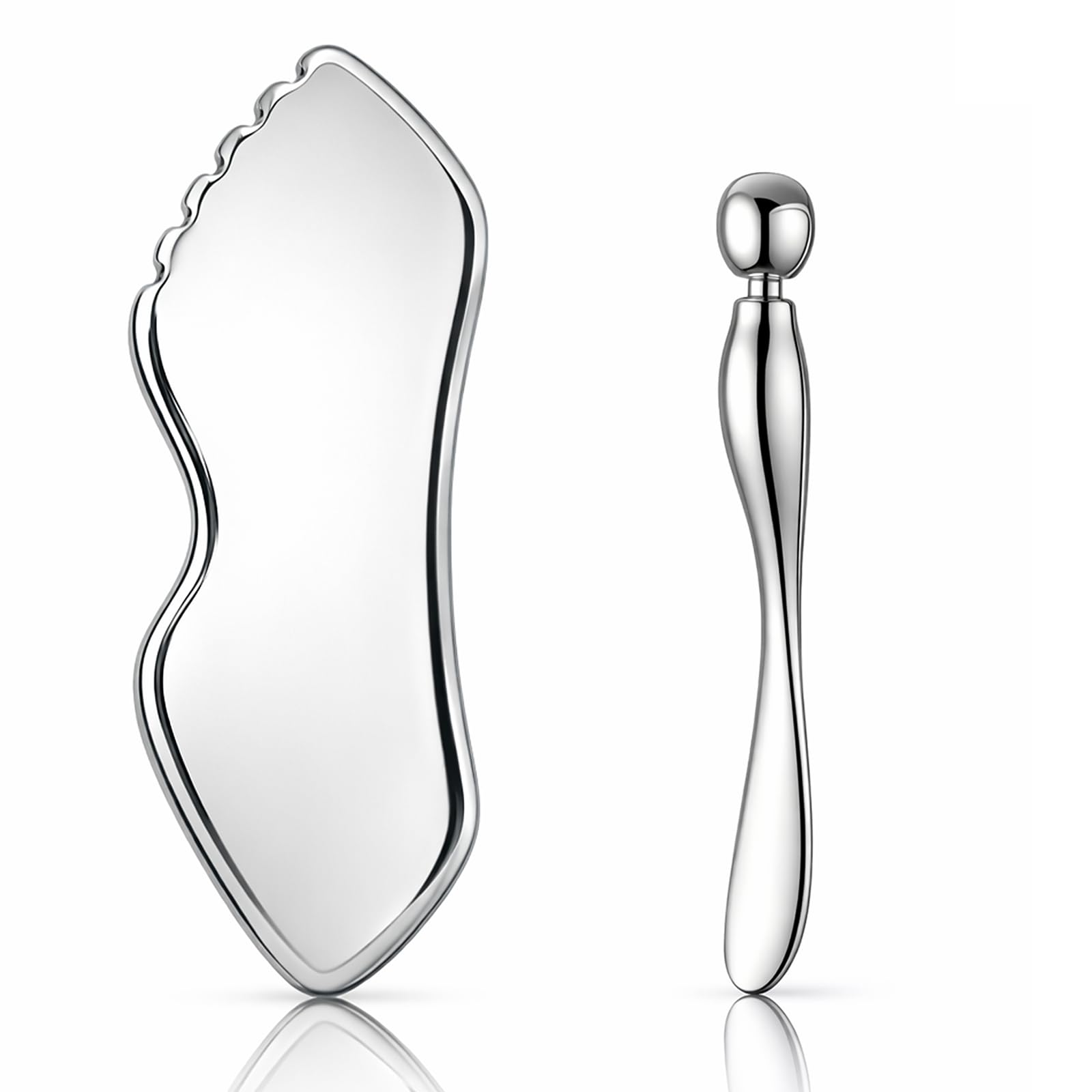 Steel Gua Sha Facial Tools 2 Pack — Face & Body Skin Massage Sculpting Tools, Gi