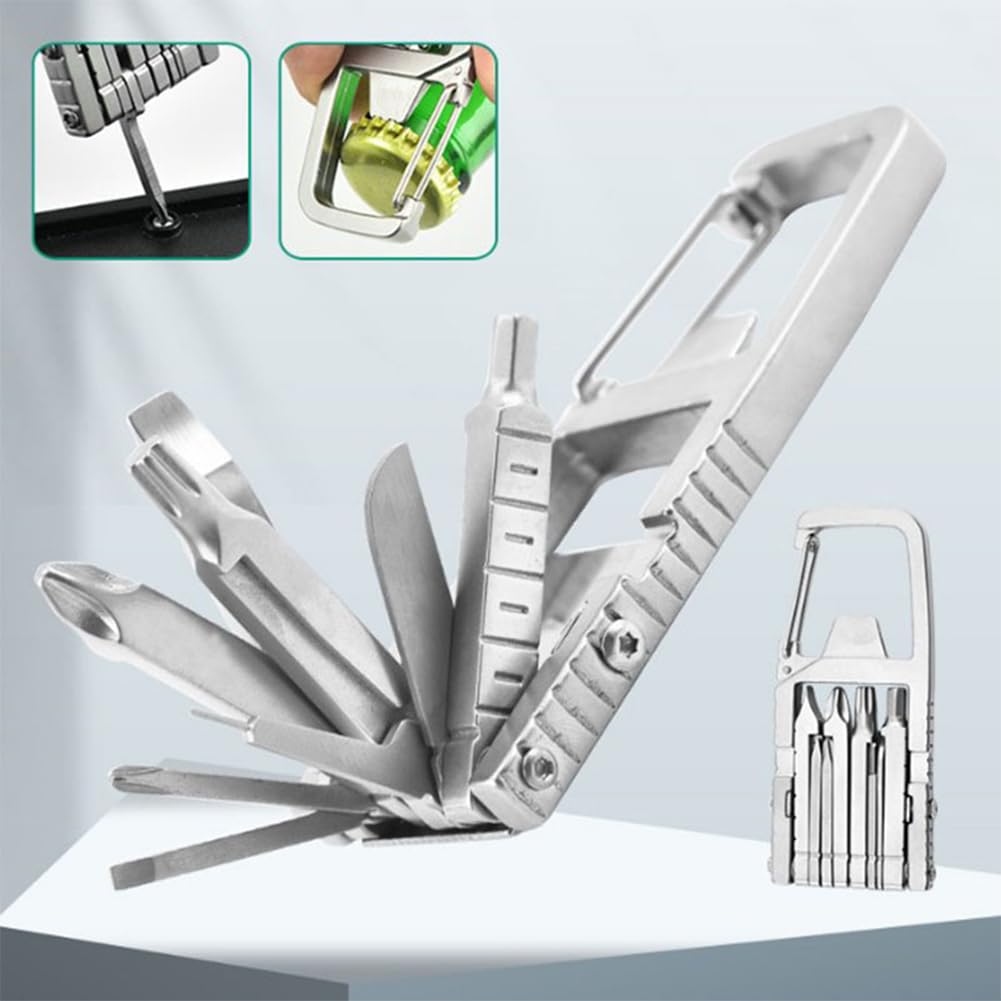 1 Mini Multi Tool, Portable Keychain Multitool Screwdriver Bit, Folding Outdo