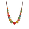 Boho Hippie Ceramic Beaded Necklace for Women Colorful Beaded Strand Necklace Vi