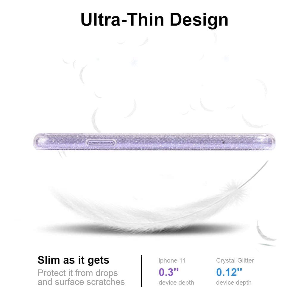 with iPhone 11 Case, Clear Glitter Sparkle Bling Anti-Scratch Shockpr