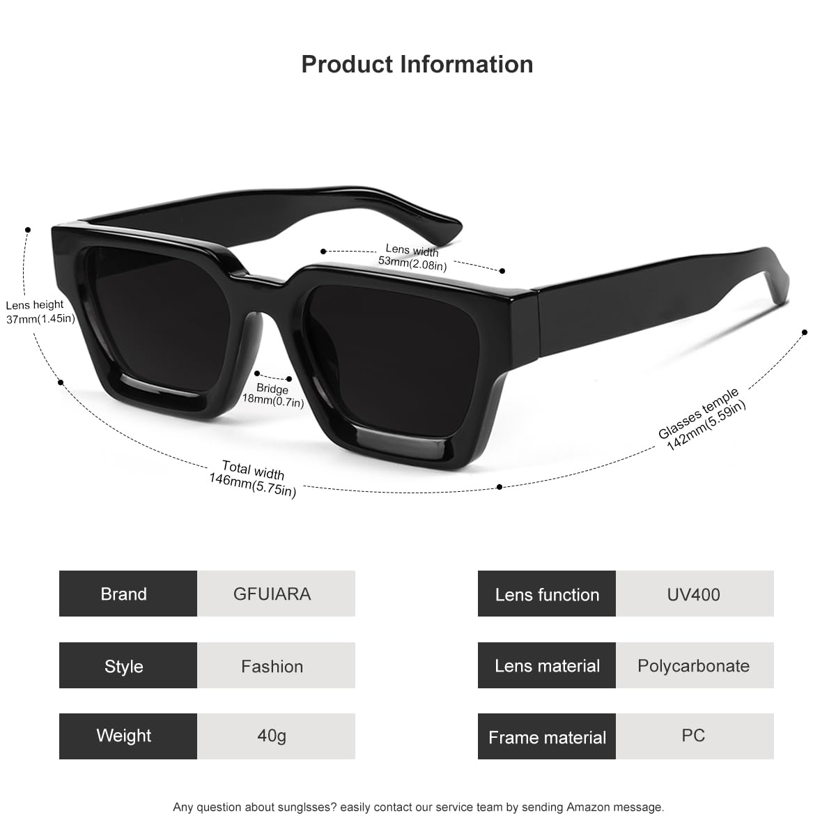 Square Sunglasses for Men Women Fashion Thick Rectangle Sun Glasses UV Pr