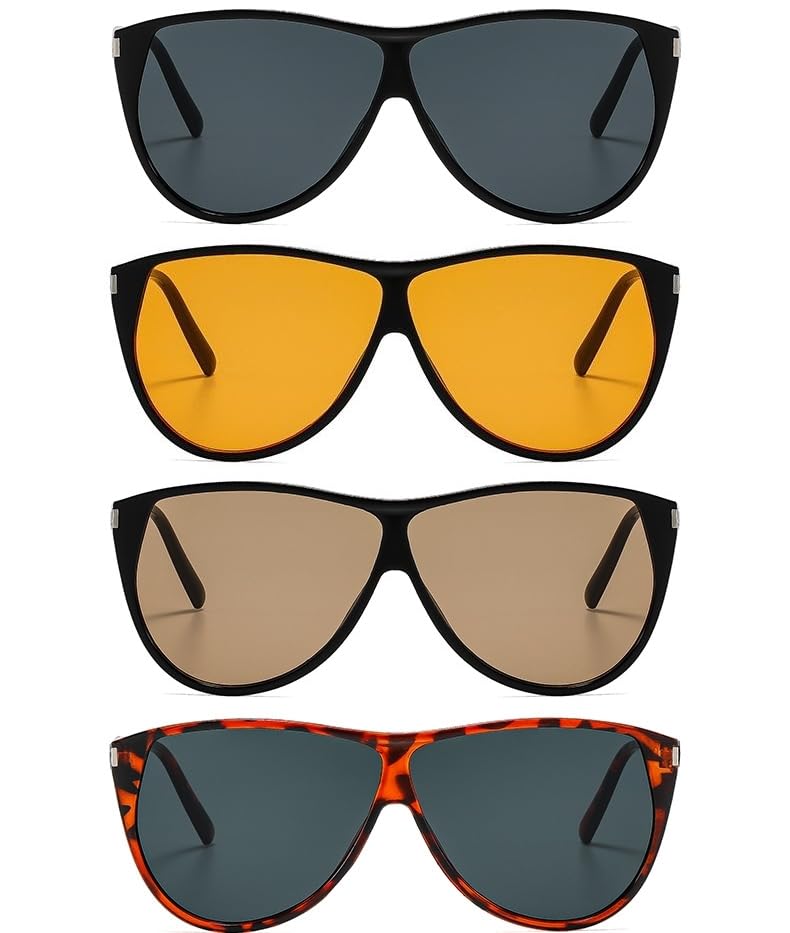Pieces Oversized Aviator Sunglasses for Women Men Retro 70s Square Sun Glasses