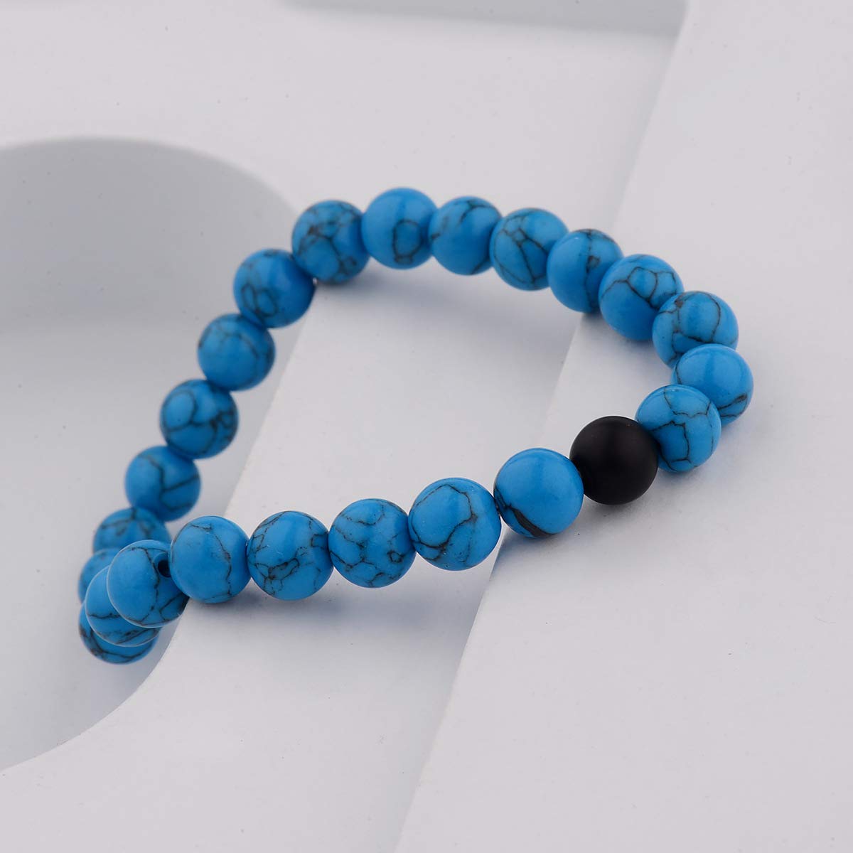 CNLQ Long Distance Bracelets For Lovers Couples Matching Gift Matte Agate 8mm Be