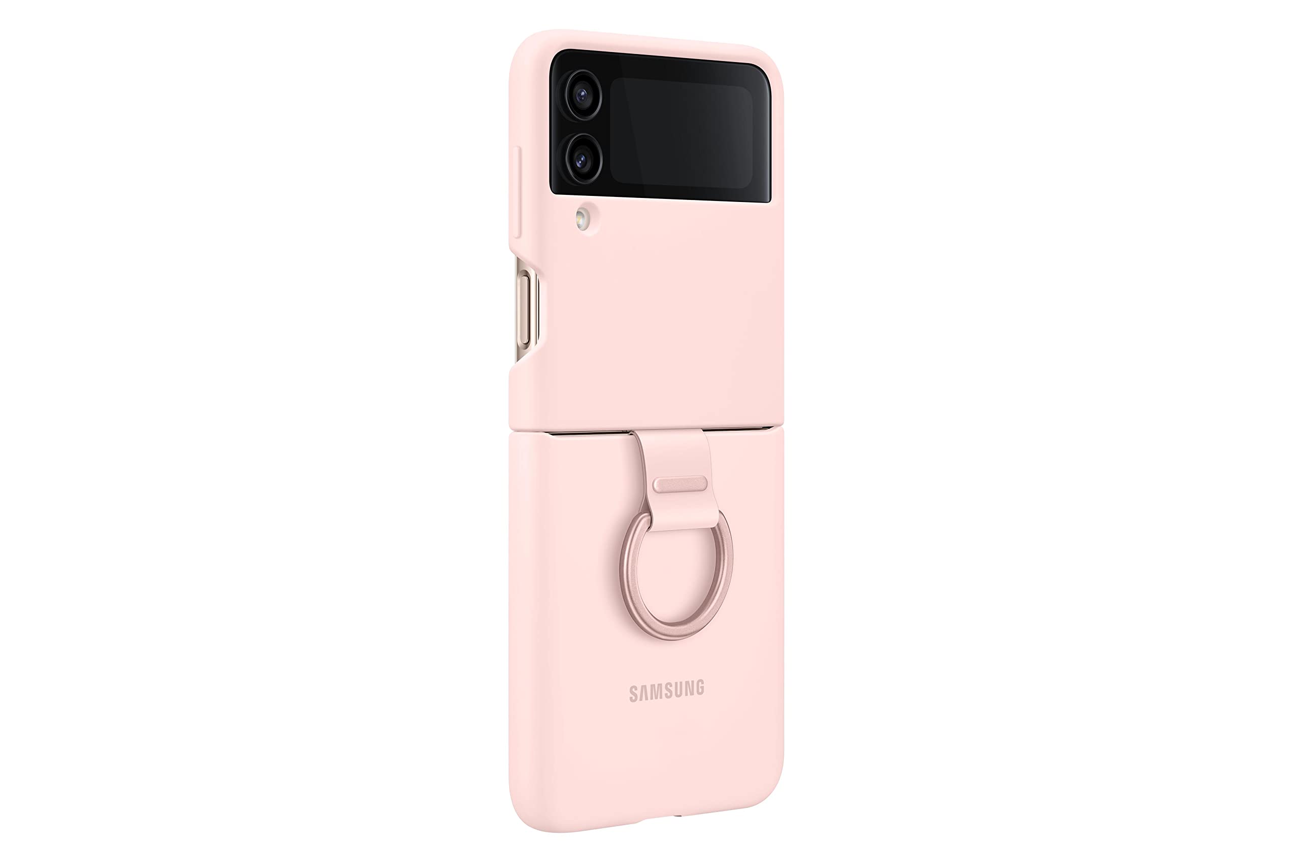 Galaxy Z Flip 4 Silicone Cover with Ring, Protective Phone Case with Finger Loop