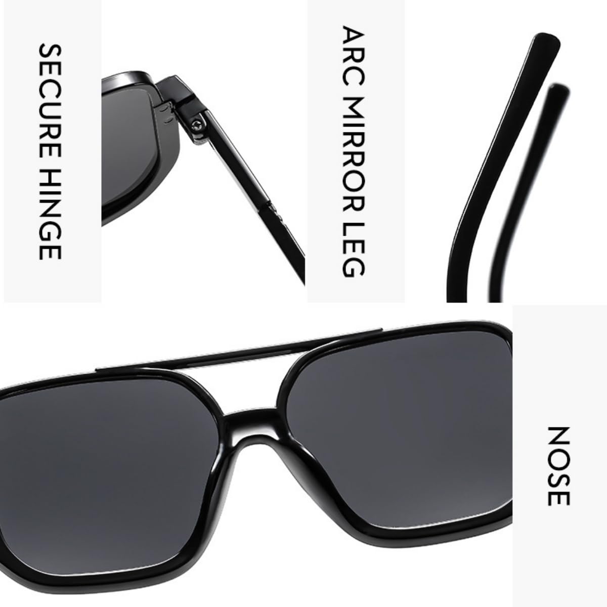 Pieces Retro Oversized Aviator Sunglasses for Women Men Square Semi Rimless 70