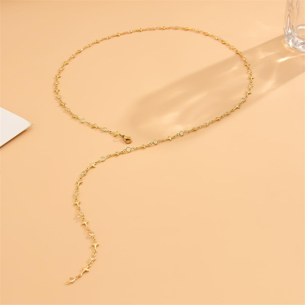 Y-shaped Chain for Women Pearl Star Long Chain Y2k Jewelry Irregular Gold Jewelr