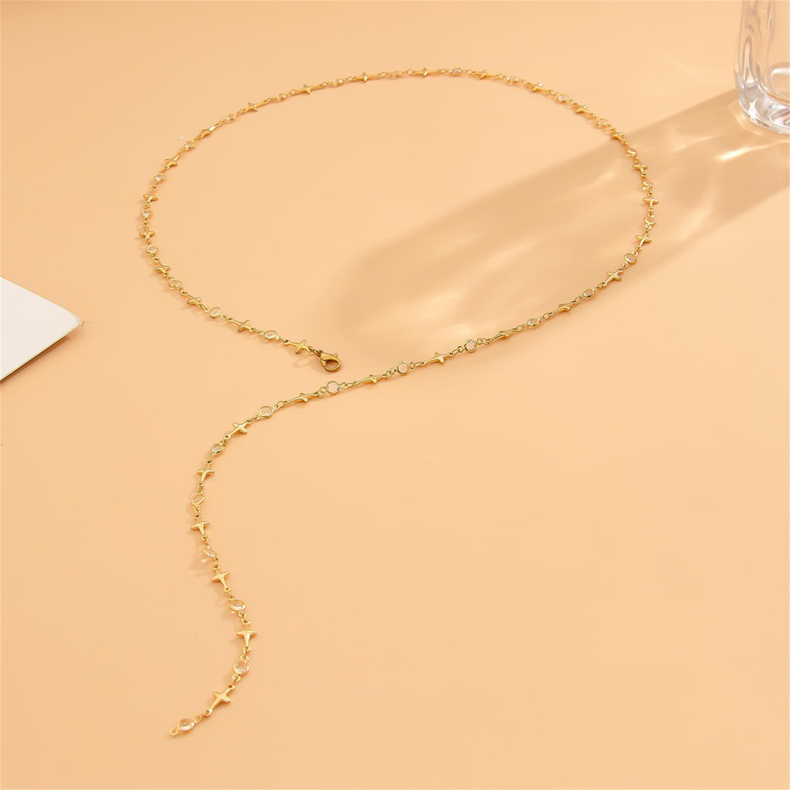 Y-shaped Chain for Women Pearl Star Long Chain Y2k Jewelry Irregular Gold Jewelr