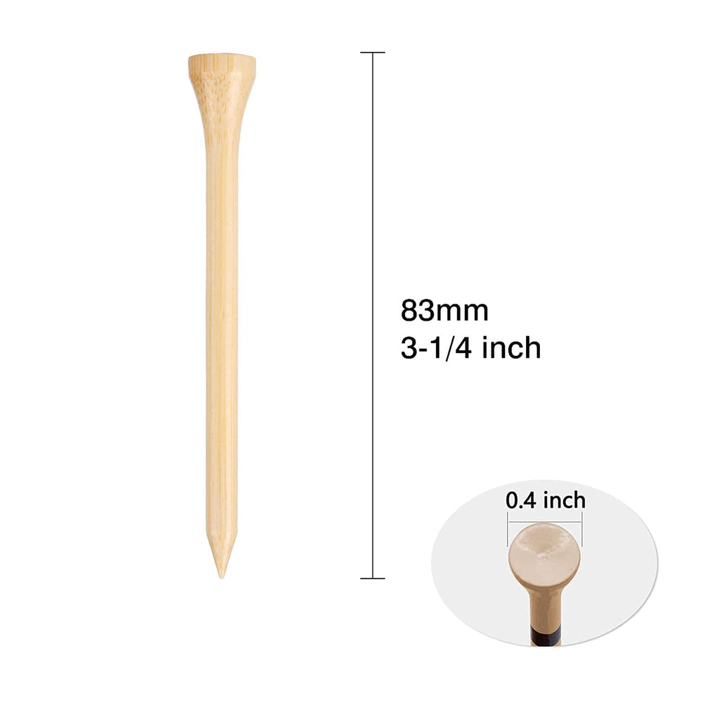 Golf Tees Durable Bamboo Tees 100Pcs 3-1/4" Friendly Biodegradable Material Redu