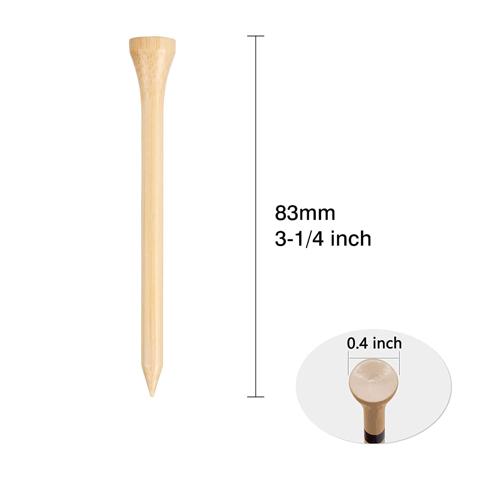 Golf Tees Durable Bamboo Tees 100Pcs 3-1/4" Friendly Biodegradable Material Redu