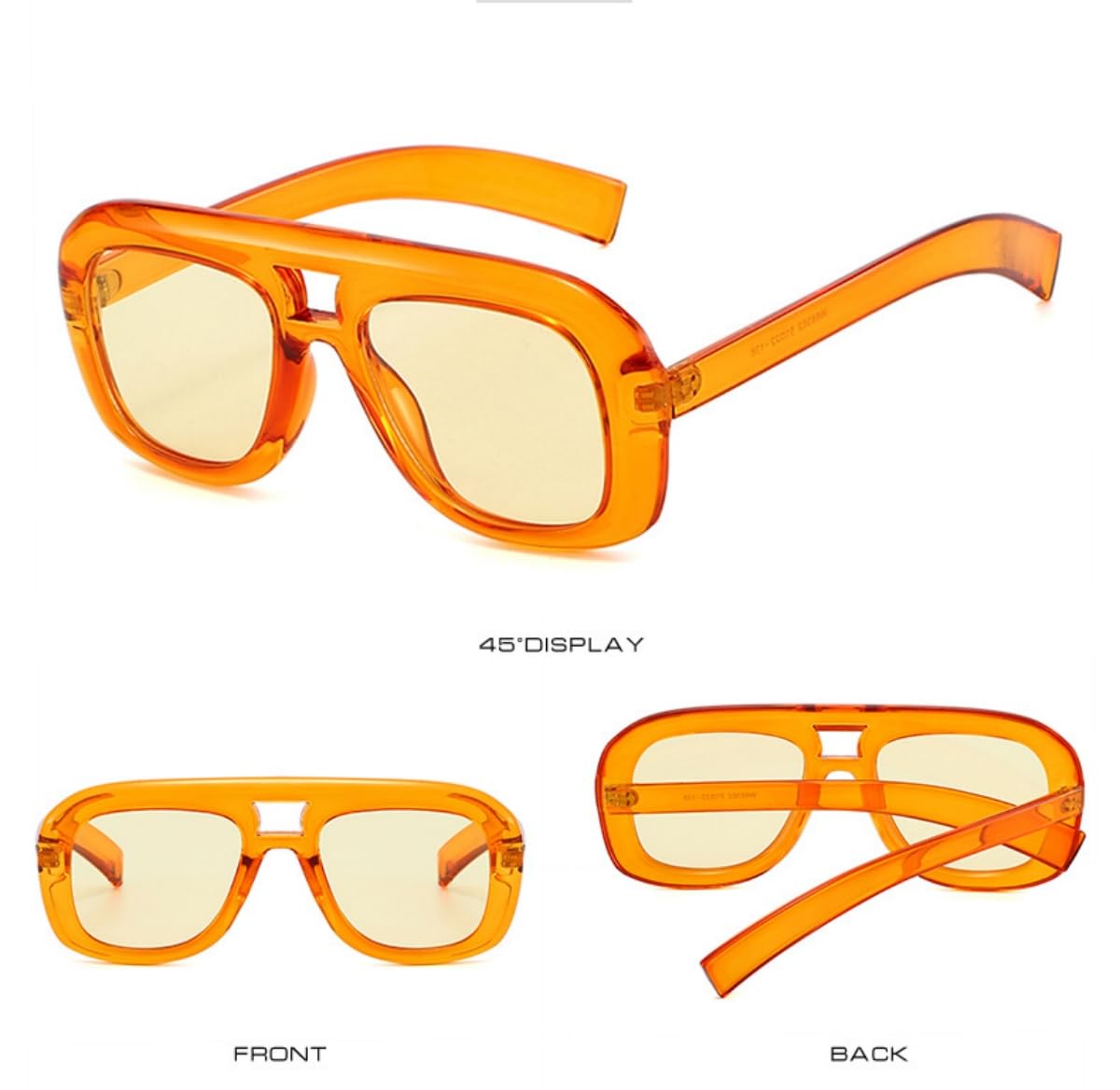 Square Aviator Sunglasses for Women Men Flat Top Frame 70s Oversized Squa