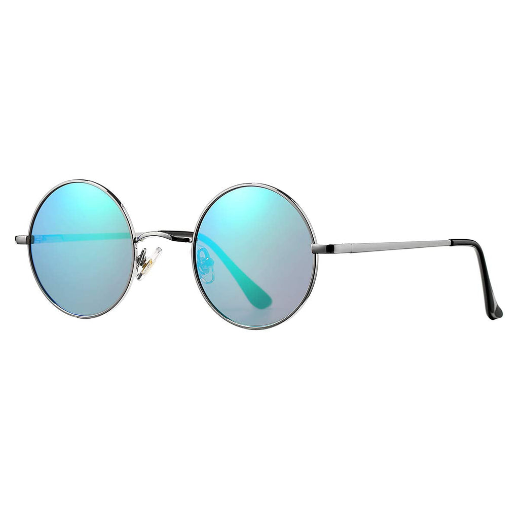 Small Round Polarized Sunglasses for Men Women Circle Retro Shades Metal Hi