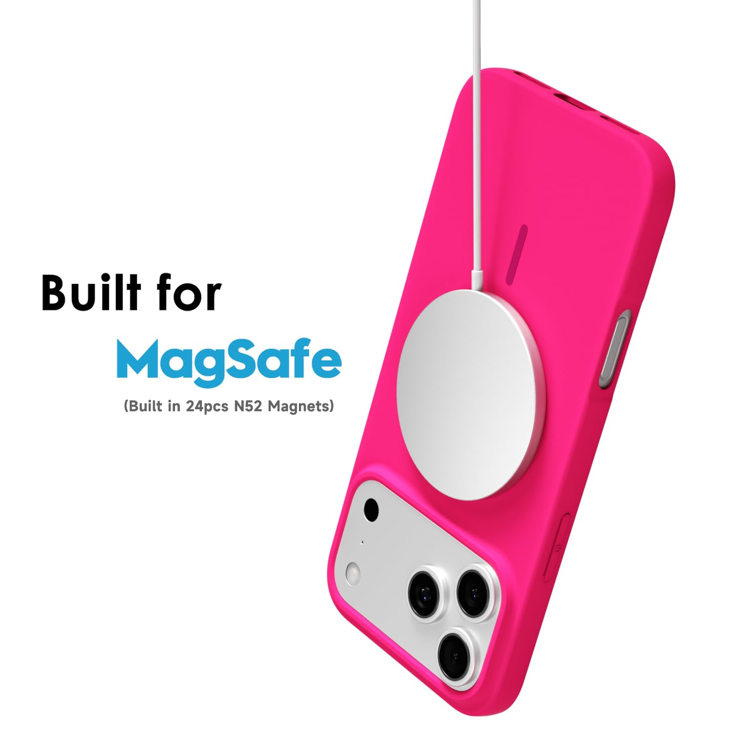 Iphone 17 Pro Case Silicone Mag Safe, Magnetic Slim Thin Phone Case Magsafe Wire