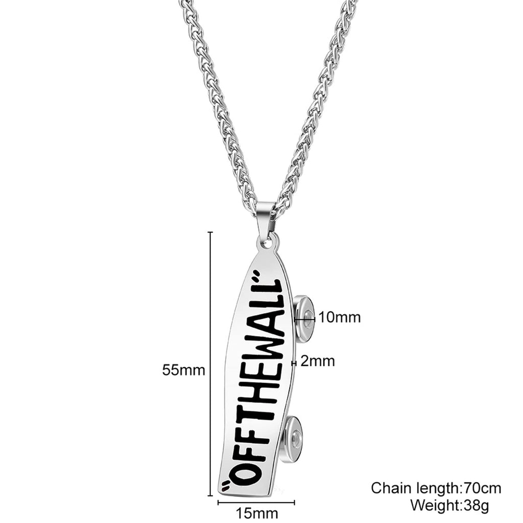 Skateboard Necklace for Men Women Trendy Personalized 3D Stainless Steel Charm P