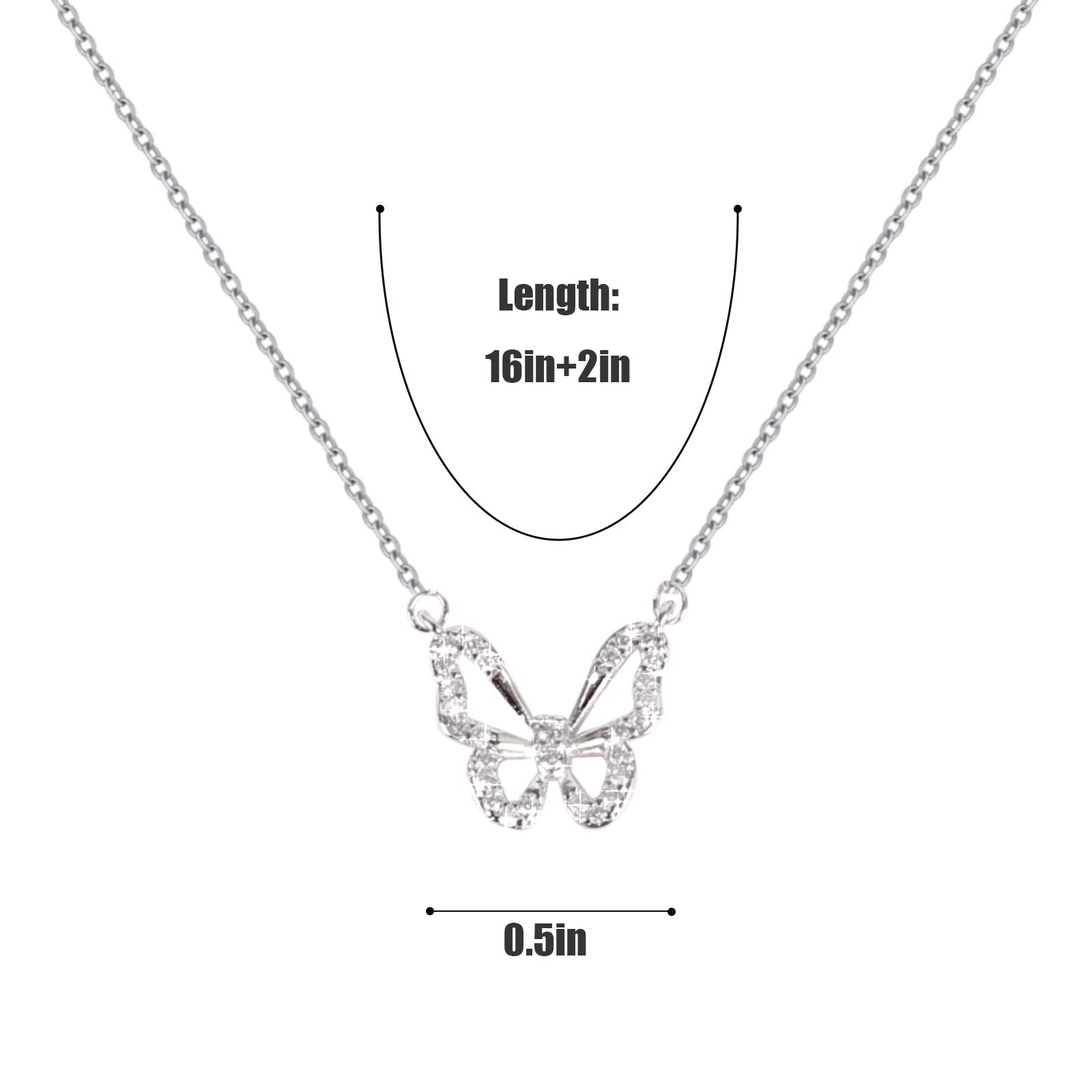 Butterfly Necklace - Rhinestone Pendant Necklaces for Women Butterflies Charm Je