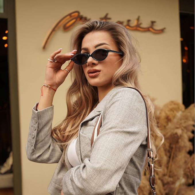 Oval Sunglasses for Women Trendy Vintage 90s Y2K Designer Sun Glasses UV40