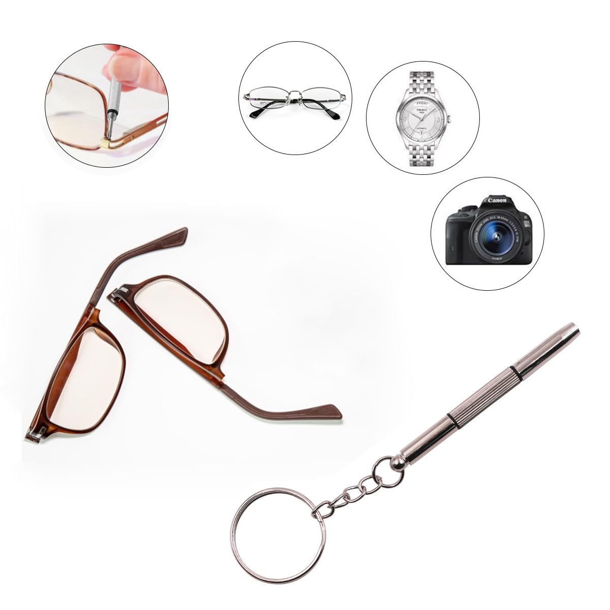 Pack Eyeglass Screwdriver Keychain Mini 3in1 Flat Phillips Hex Portable Glass