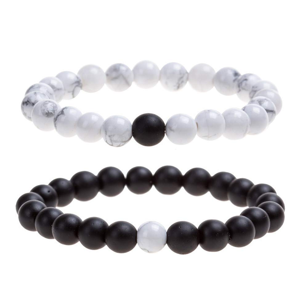 CNLQ Long Distance Bracelets For Lovers Couples Matching Gift Matte Agate 8mm Be