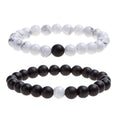 CNLQ Long Distance Bracelets For Lovers Couples Matching Gift Matte Agate 8mm Be