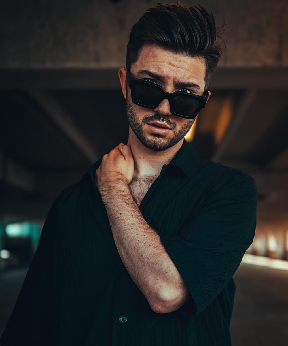 Square Sunglasses for Men Women Fashion Thick Rectangle Sun Glasses UV Pr