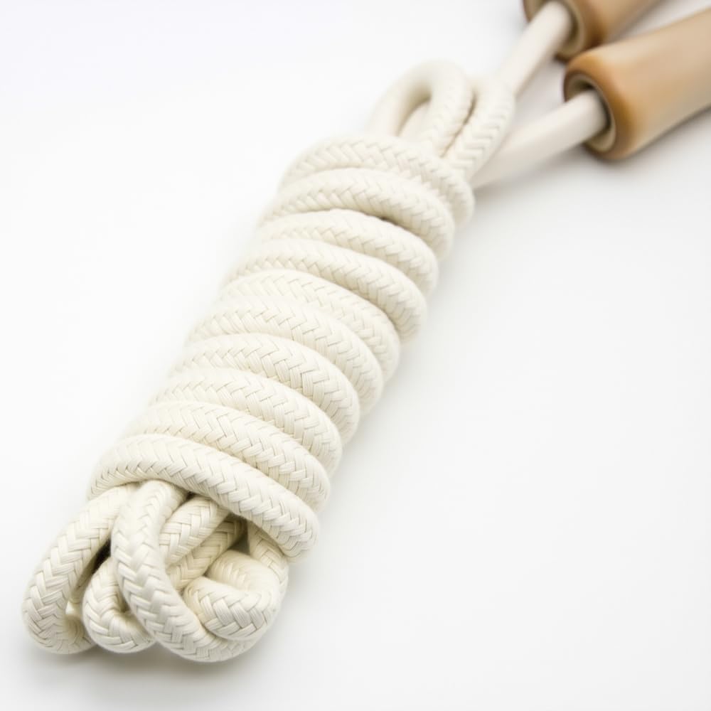 Jump Rope for Kids - Wooden Handle - Adjustable Cotton Braided Fitness Skipping