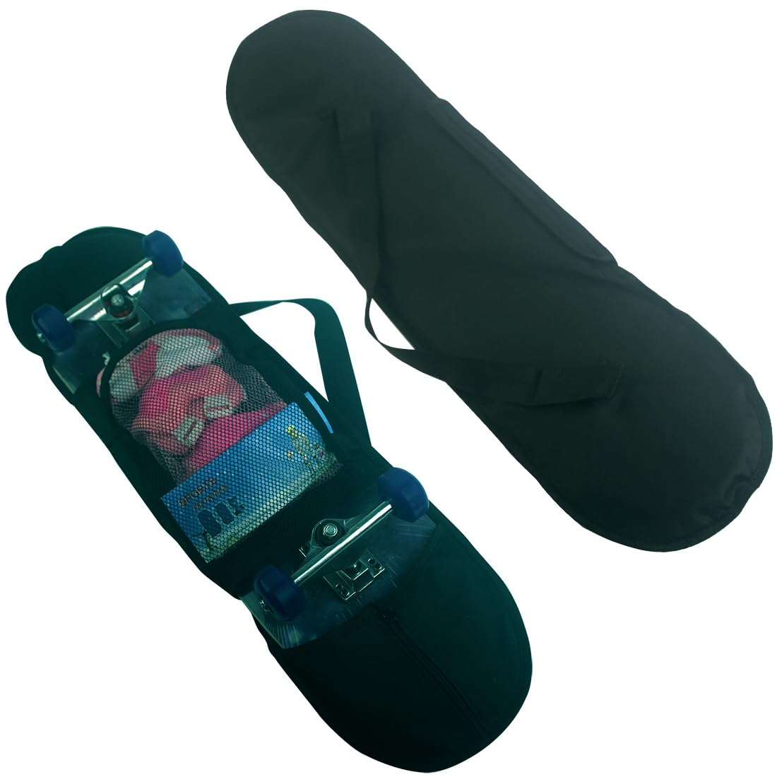 Skateboard Bag Backpack 31'' Slim Foldable Nylon Skate Board Carry Bags with Glo