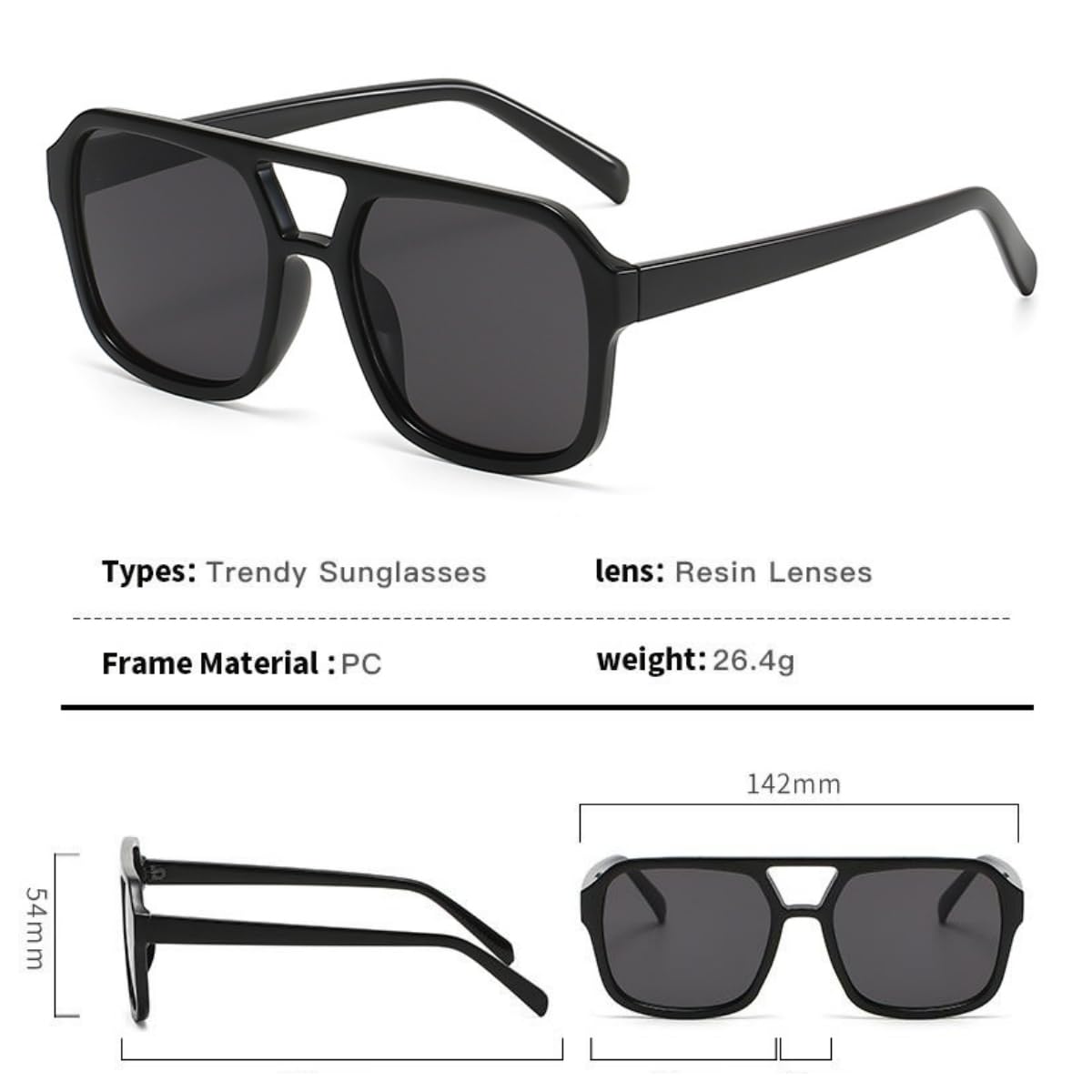 70s Square Aviator Sunglasses Women Men Vintage Rectangle Sunglasses Flat
