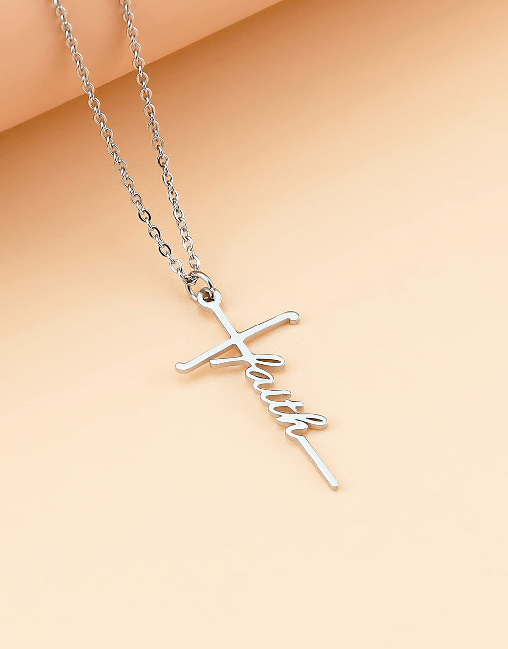 Cross Necklace for Women Faith Cross Pendant Necklace Stainless Steel Faith Reli