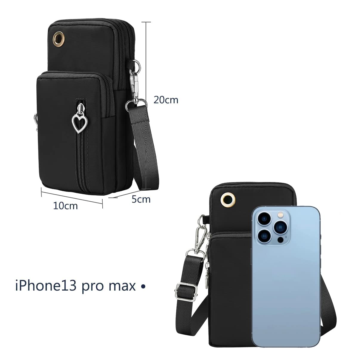 Crossbody Wallet Phone Bag, Nylon Cell Phone Purse, Travel Crossbody Bag C