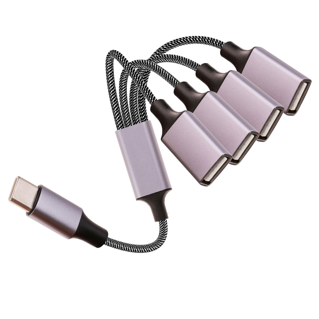 USB-C OTG Splitter Y Cable(10 inch long),USB C Male to Four USB A Female Cable A