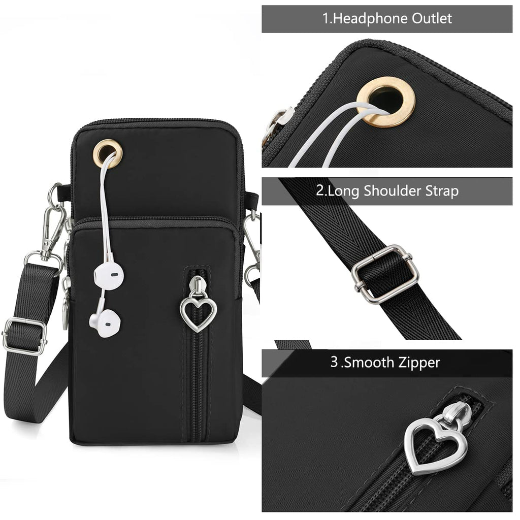 Crossbody Wallet Phone Bag, Nylon Cell Phone Purse, Travel Crossbody Bag C