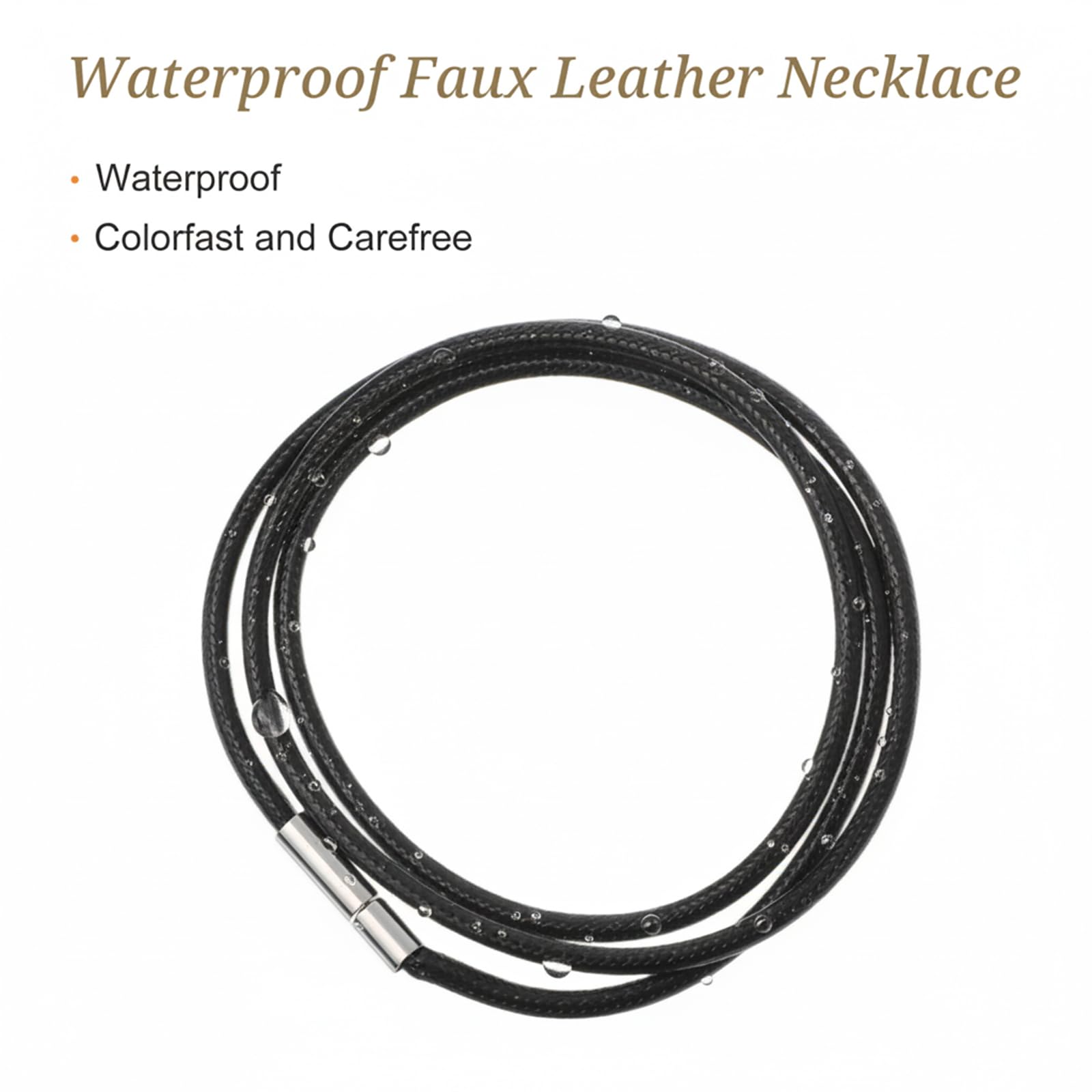 Cord Necklace, 4 Pc Waxed Rope DIY Chain for Pendant Waterproof Braided Leather