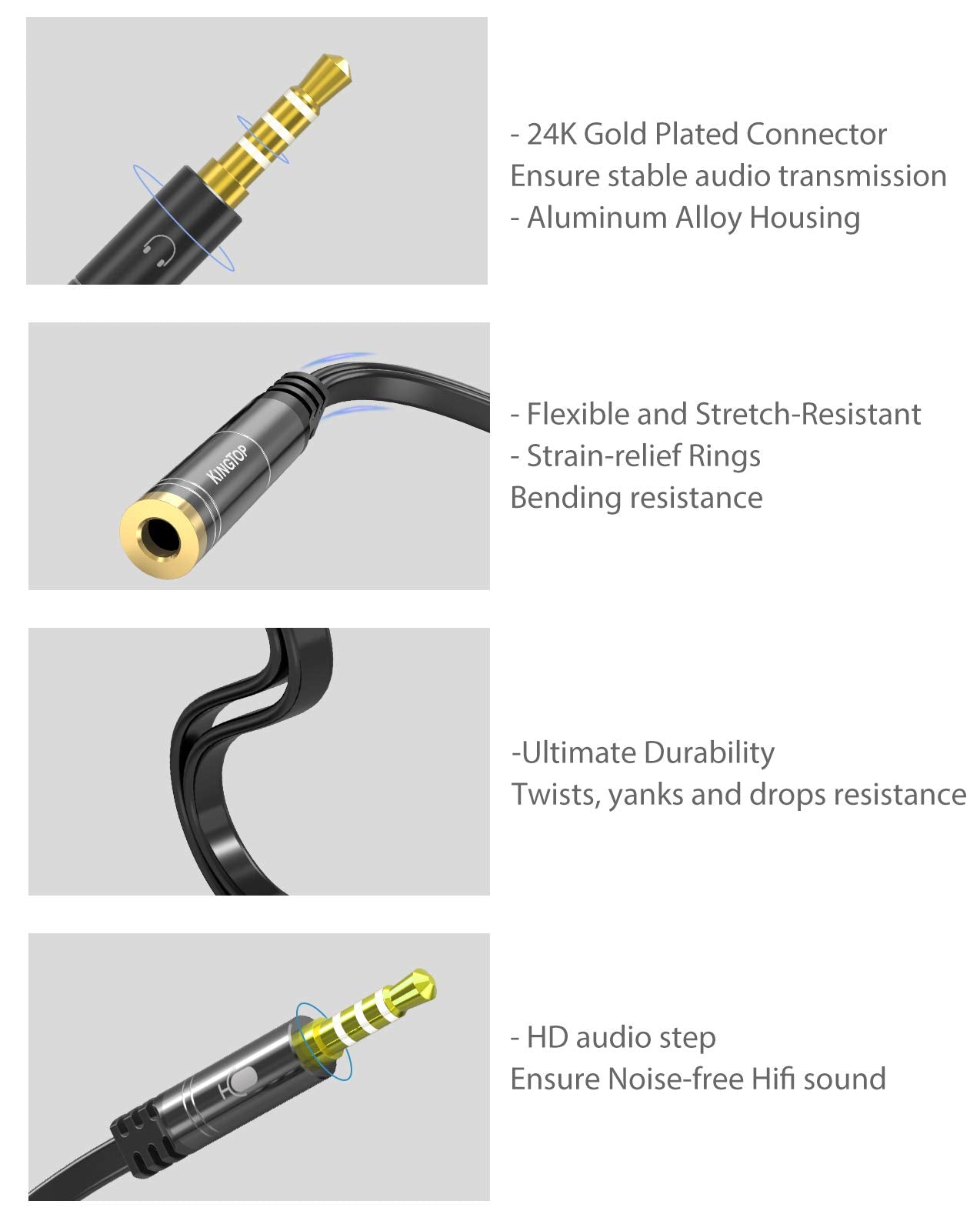 Headphone Mic Splitter Adapter - [1 Male To 2 Female] Headset Splitter Pc Gaming