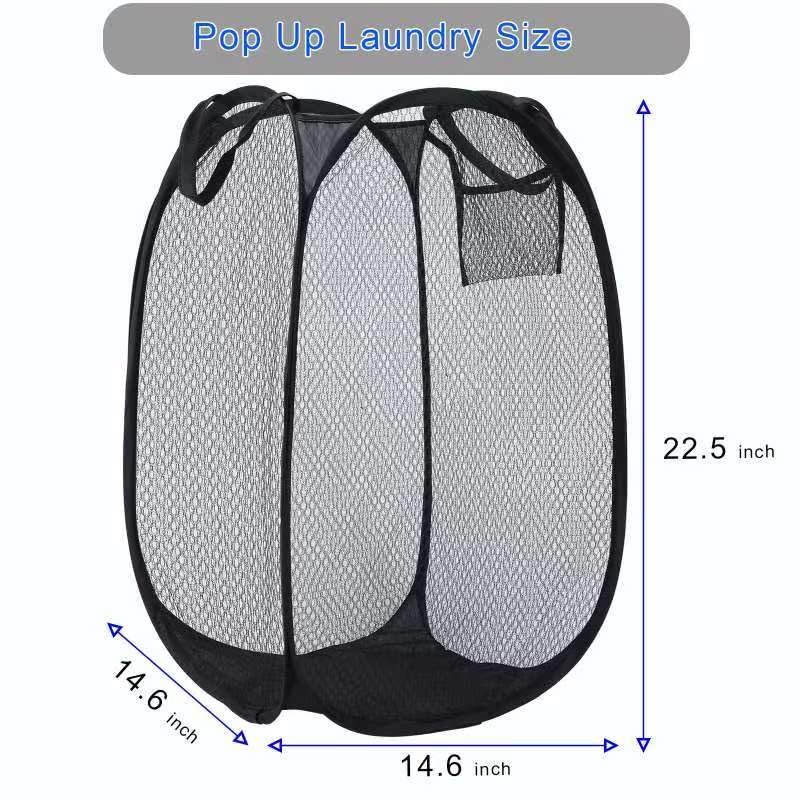 Collapsible Laundry Basket — Pop-Up Mesh Hamper for Bathroom, Dorm, Travel & Cru