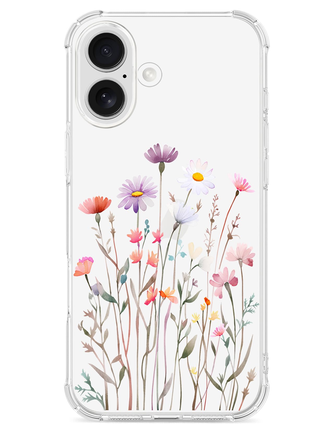 Clear Case for iPhone 16 for Women Girls,Cute Flowers Design Phone Cover,