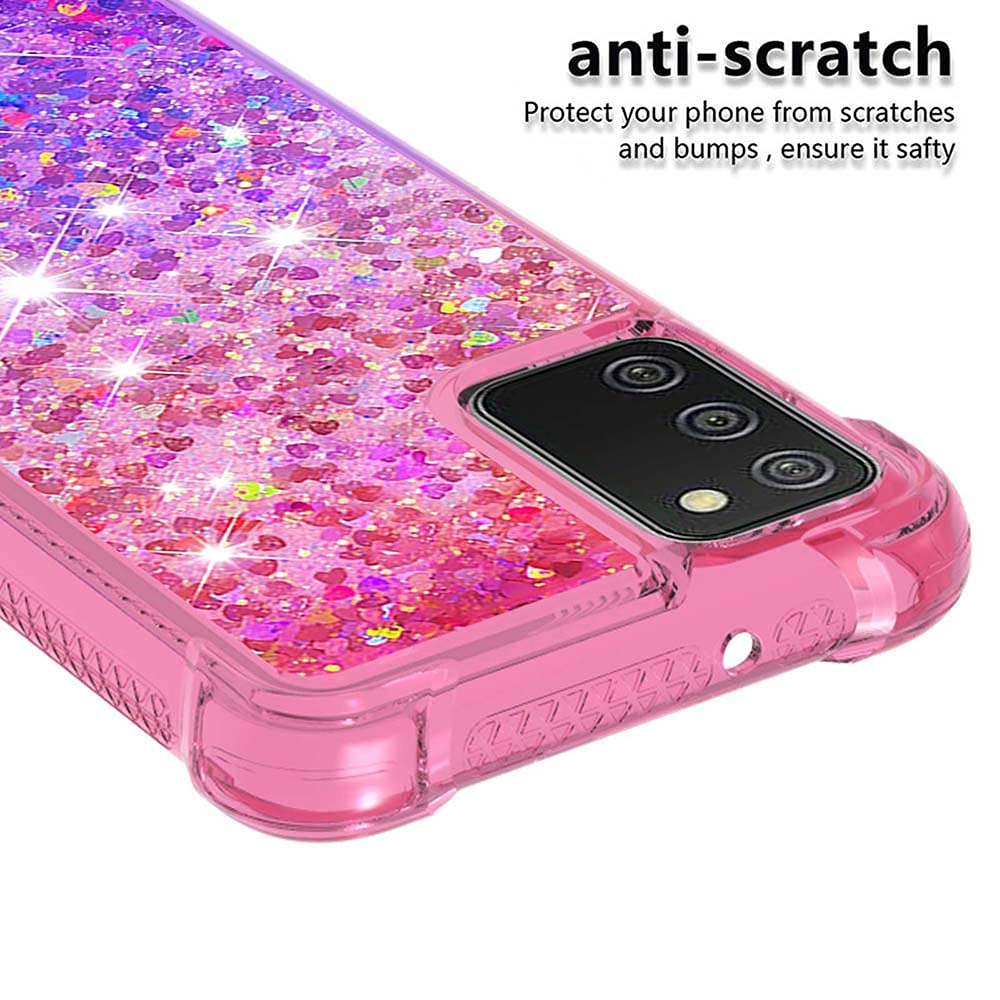 for Samsung Galaxy A03S Case with Glass Screen Protector for Women Girls,Glitter