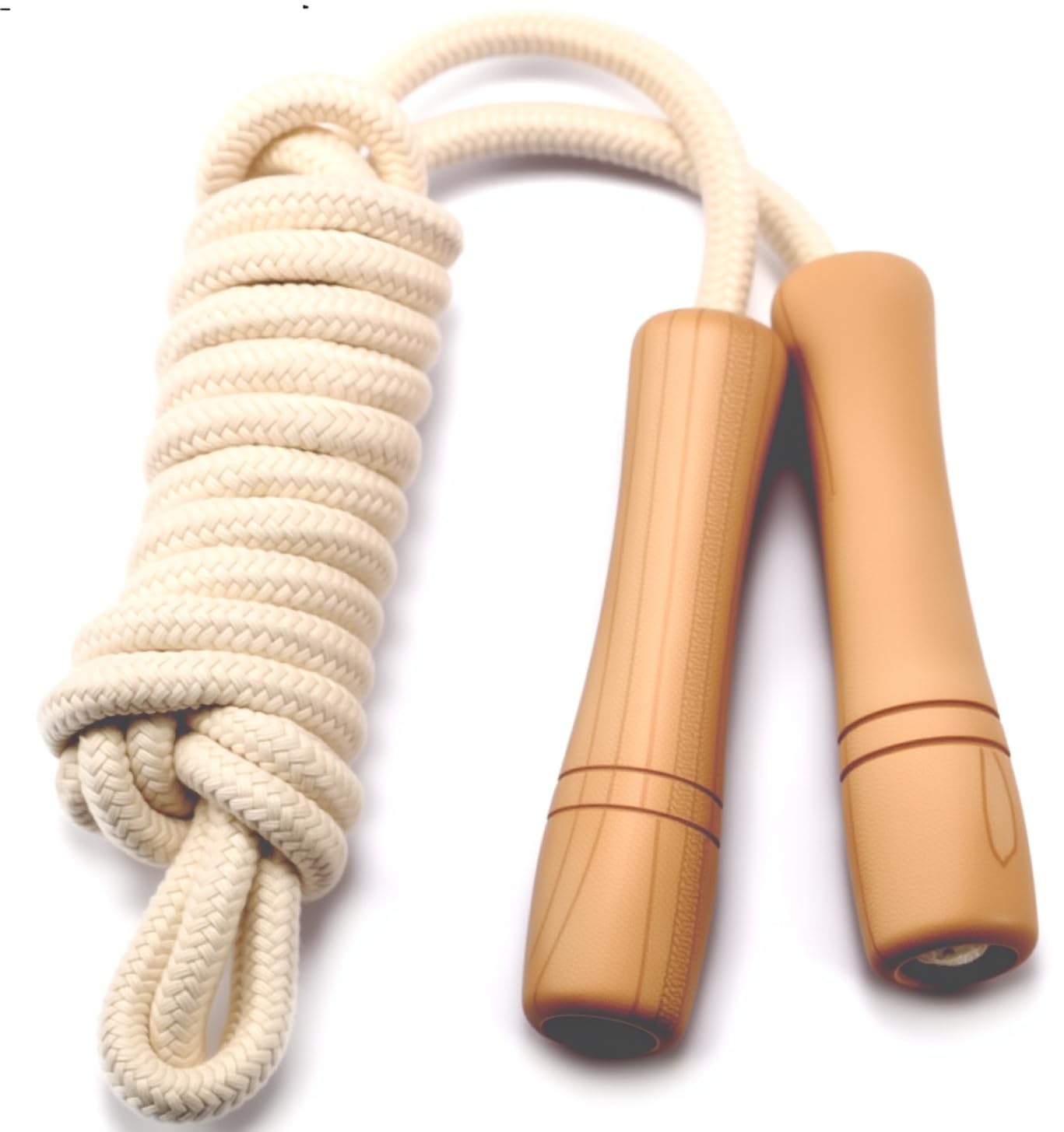 Jump Rope for Kids - Wooden Handle - Adjustable Cotton Braided Fitness Skipping