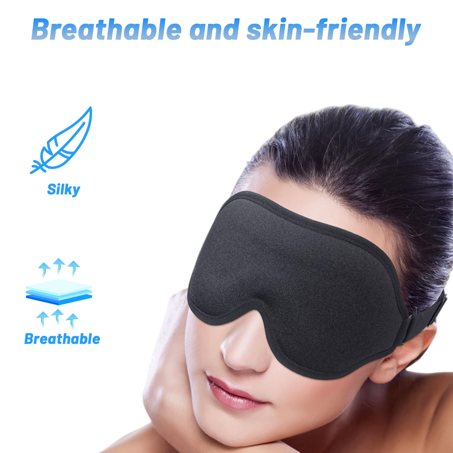 Mask for Men Women, Sleeping Mask for Side Sleeper, Travel Blackout Night Bl