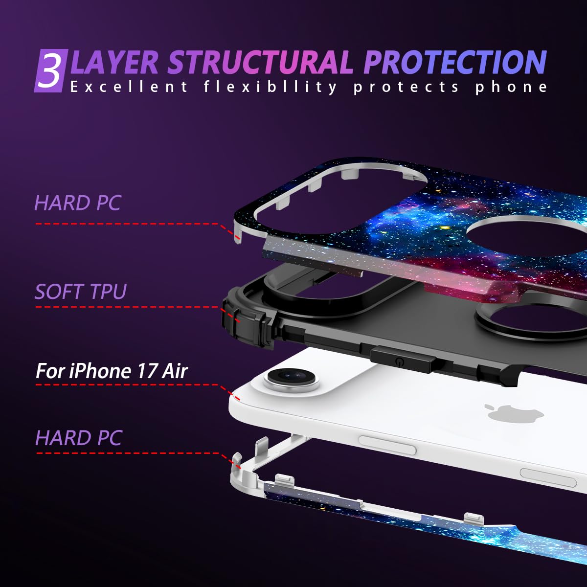 Iphone Air Case/Iphone 17 Air Case,Glow In The Dark Three Layer Heavy Duty Shock
