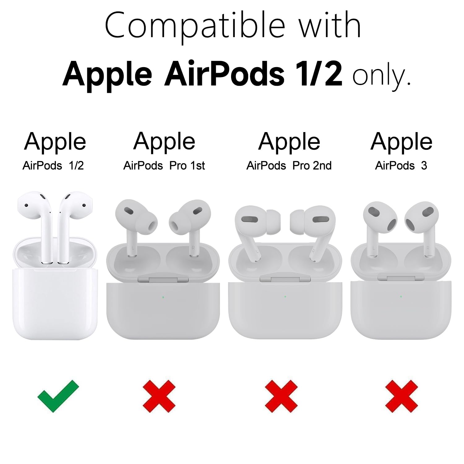 Airpods Case Cover, Silicone Airpods 2Nd Generation Case Cute Soft Tpu Rubber Ge