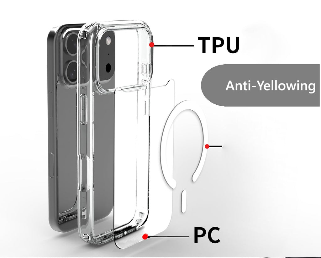 17 Pro Case, Transparent Acrylic Tpu Shockproof Phone Cover With Magnetic Wirele