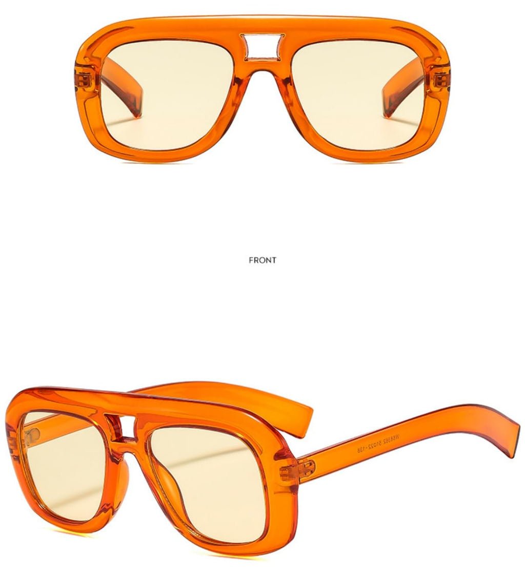 Square Aviator Sunglasses for Women Men Flat Top Frame 70s Oversized Squa