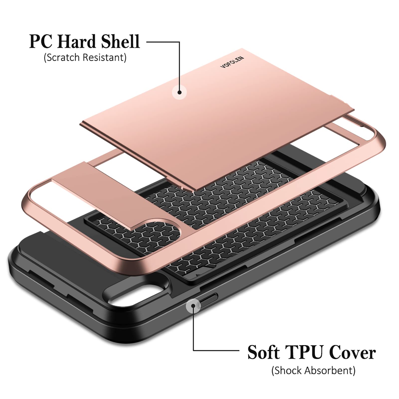 Case for iPhone XR Case Wallet Card Holder Sliding Cover Credit Card Slot ID Poc