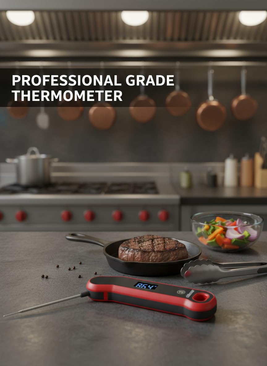 Read Meat Thermometer 0.5s — Auto-Rotate LCD, IP67 Waterproof, ±0.5°F Accuracy f